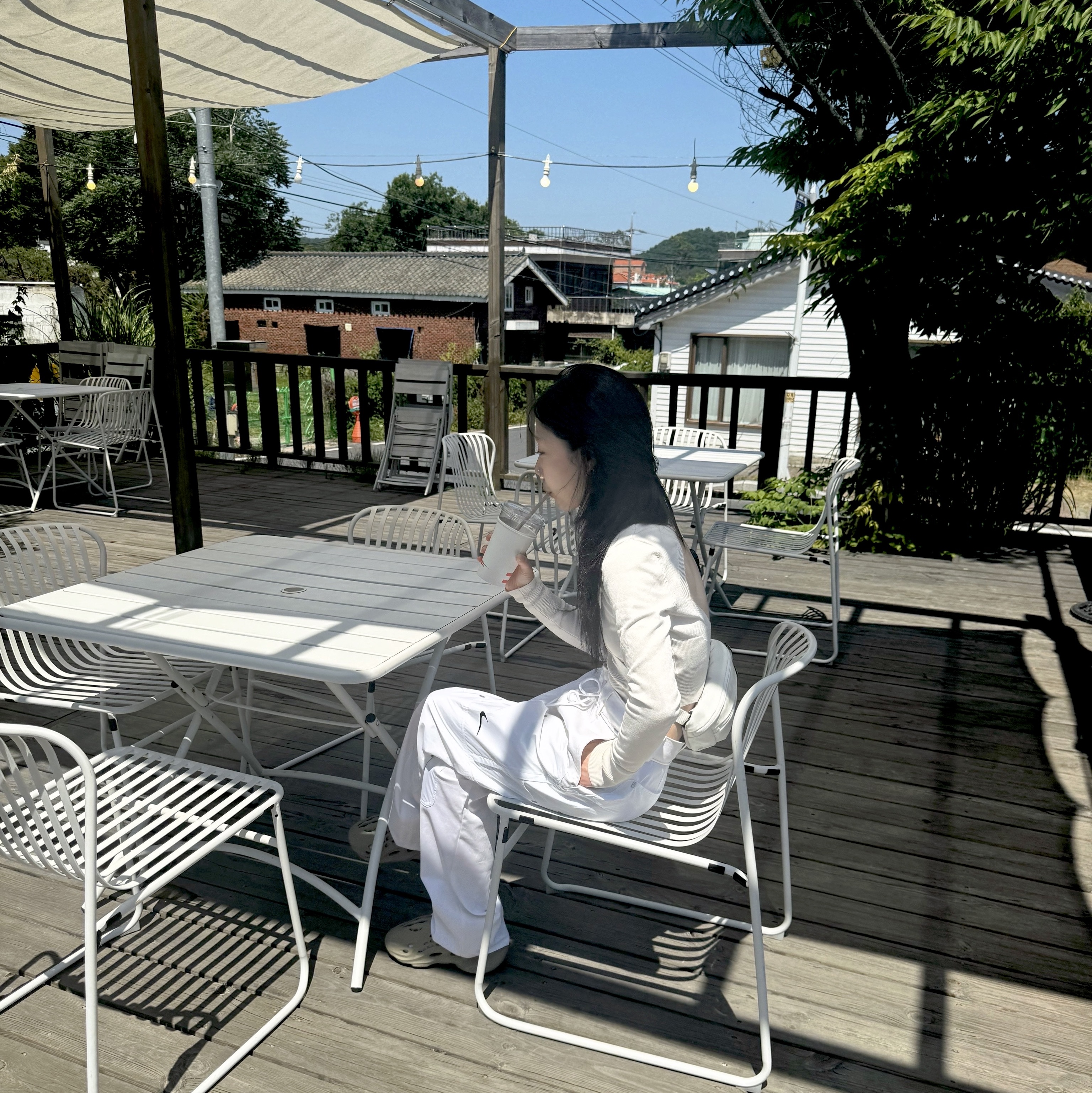 Nike x Off-White NRG Pants White, Adidas Yeezy Foam RNNR Stone Salt 착용 스타일 - 3