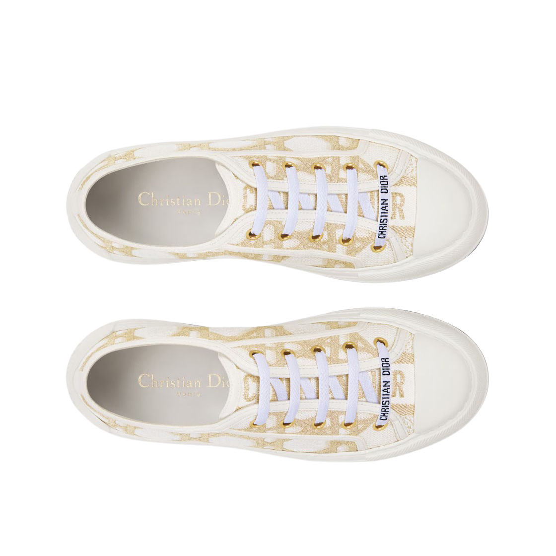 (W) Dior Walk'n'Dior Platform Sneakers Cotton Embroidered With Macrocannage Motif White 상세 이미지 2