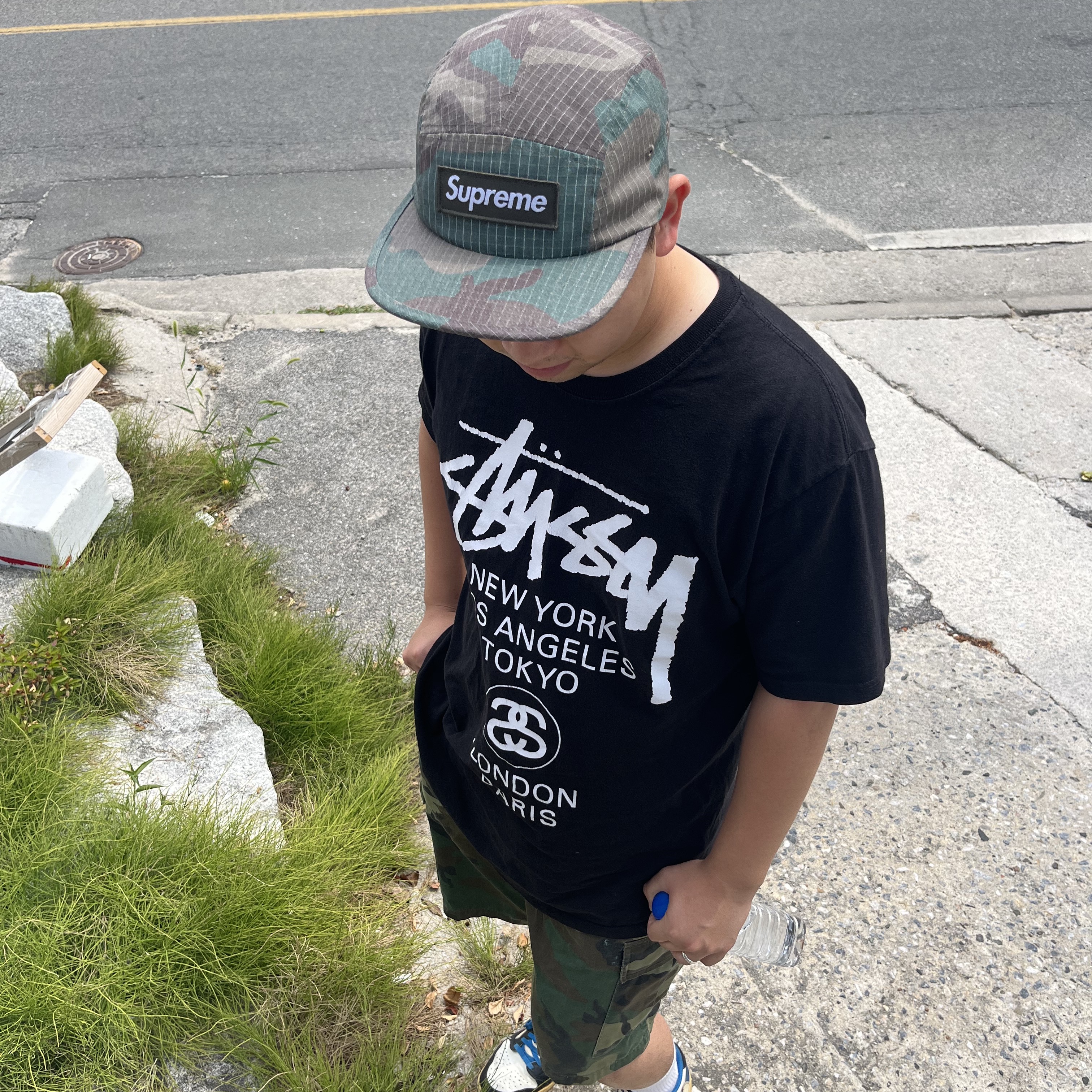 Supreme Reflective Ripstop Camp Cap Woodland Camo - 24SS 착용 스타일