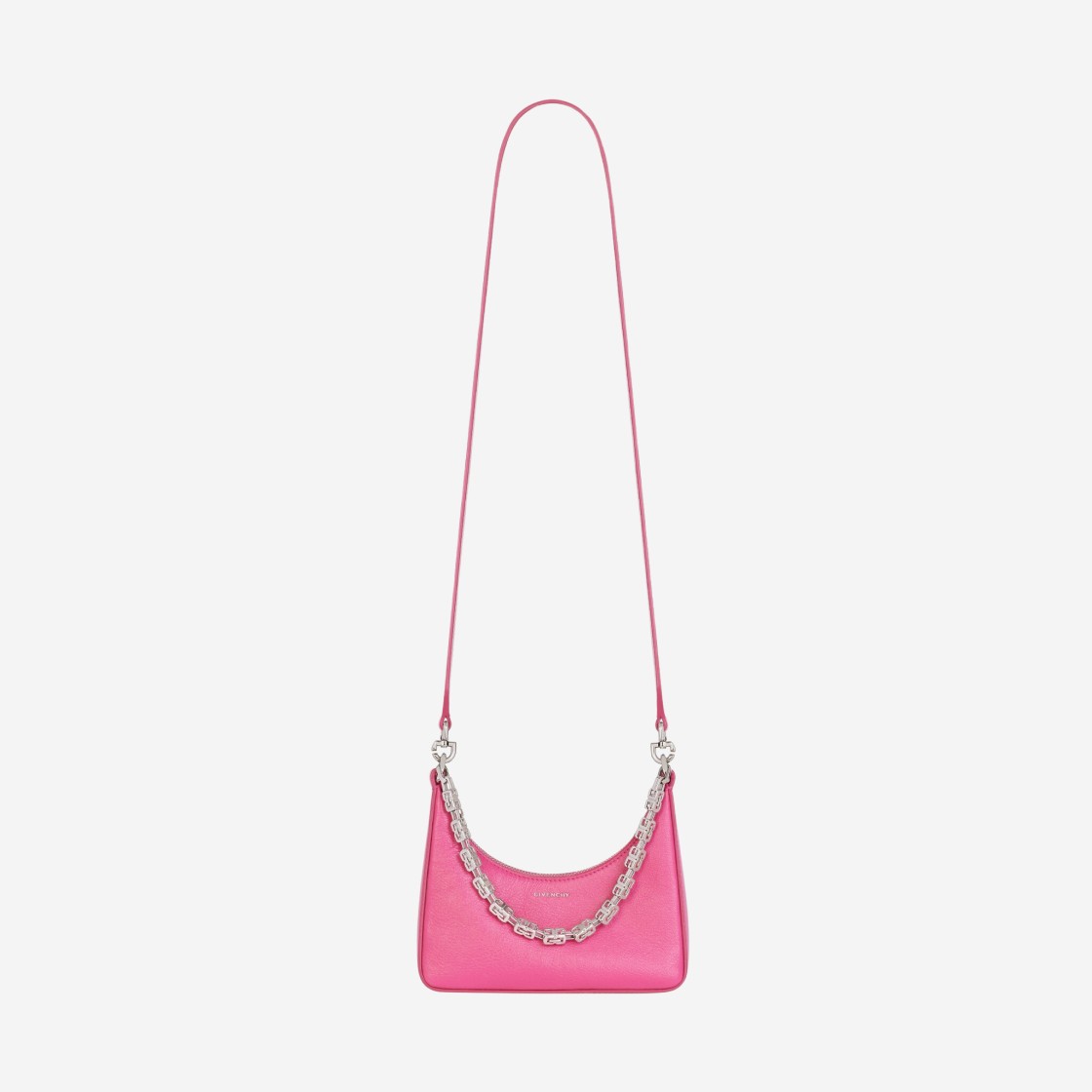 Givenchy Mini Moon Cut Out Bag in Leather with Chain Neon Pink 상세 이미지 2