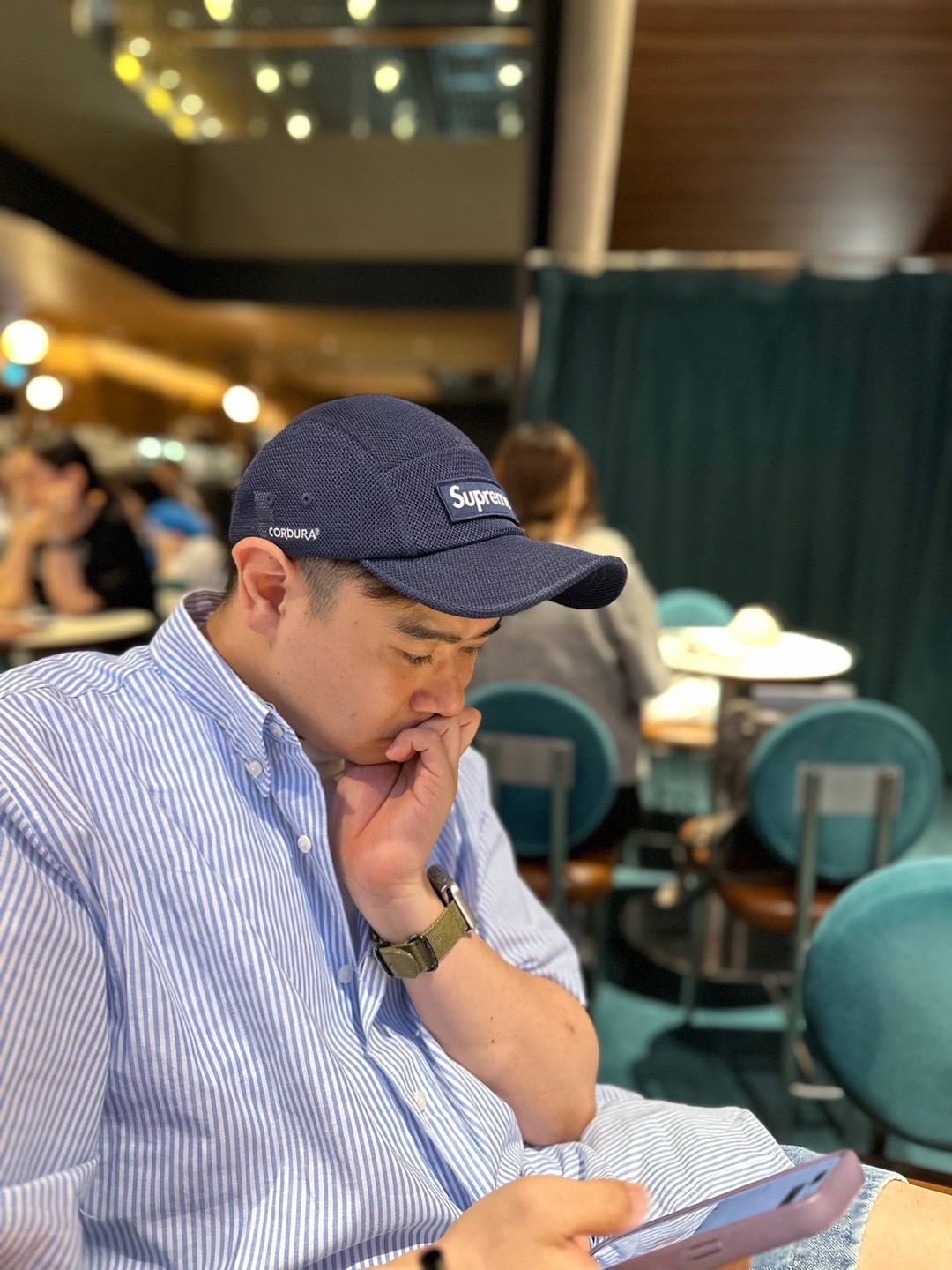 Supreme Mesh Cordura Camp Cap Navy - 23SS 착용 스타일