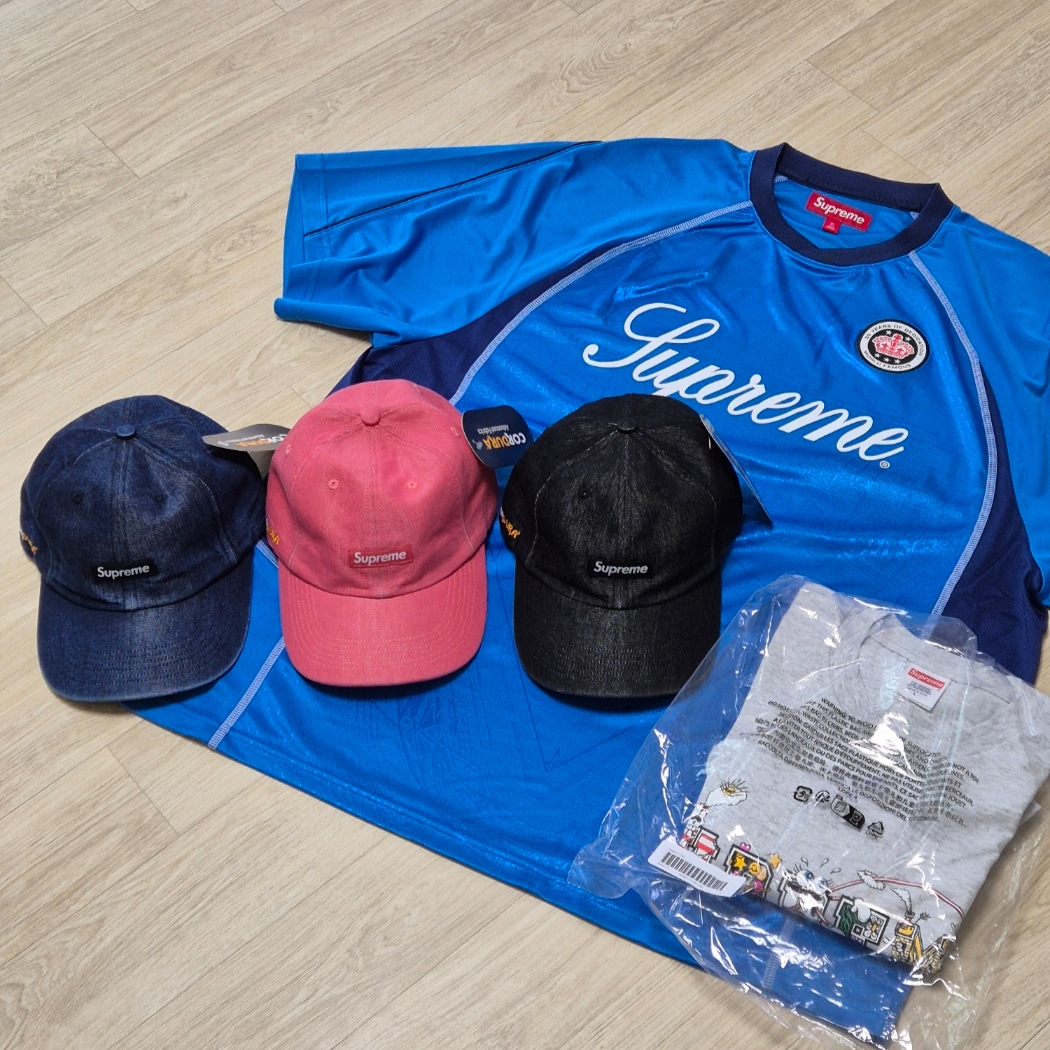 Supreme Cordura Denim Small Box 6-Panel Blue - 24SS, Supreme Cordura Denim Small Box 6-Panel Pink - 24SS 착용 스타일