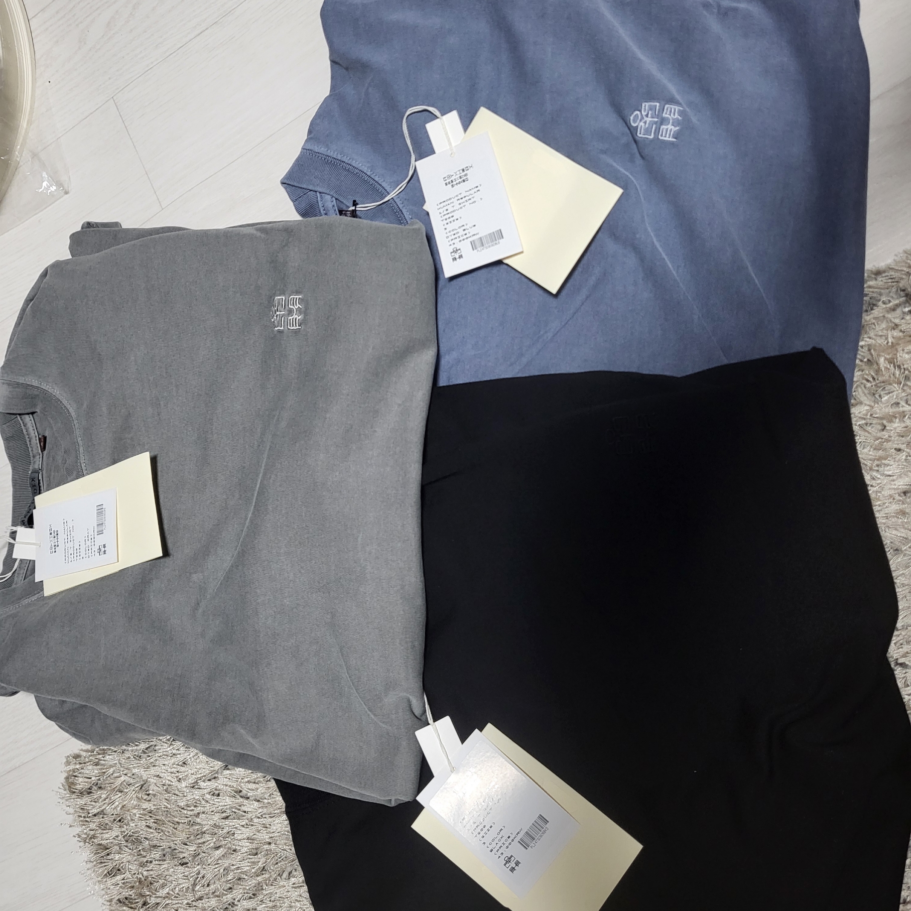 Polyteru Human Index Human Regular 1/2 T-Shirt Dyed Blue, Polyteru Human Index Human Regular 1/2 T-Shirt Dyed Gray 착용 스타일