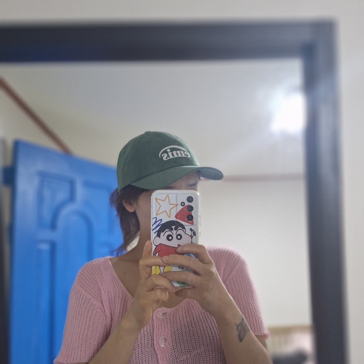 Emis New Logo Emis Cap Green 착용 스타일 - 4