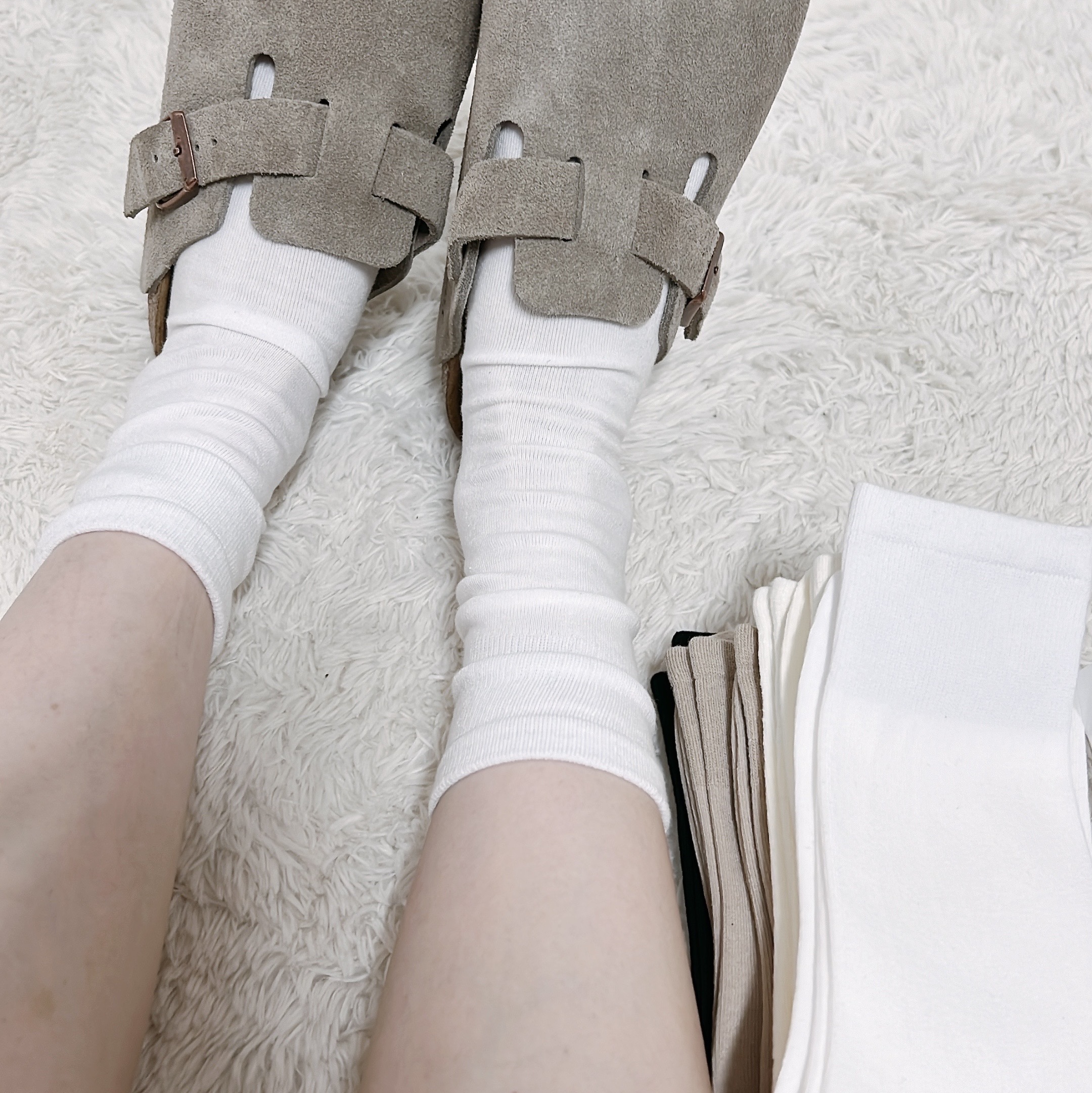 Birkenstock Boston Soft Footbed Taupe - Narrow 착용 스타일