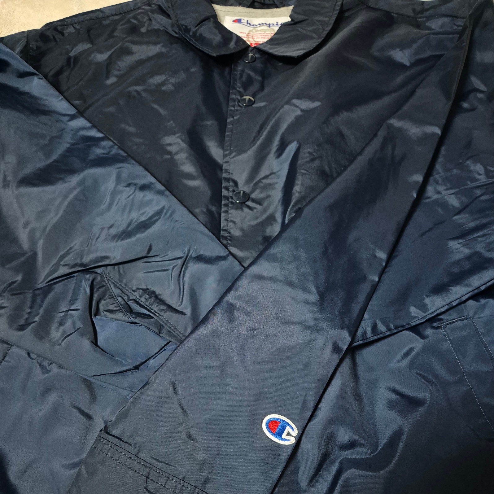 Supreme x Champion Coaches Jacket Navy - 24SS 착용 스타일 - 3