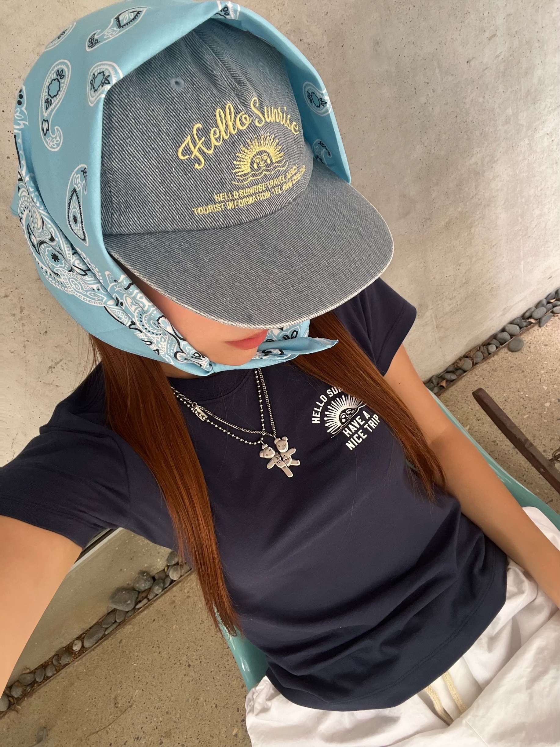 Hello Sunrise Travel Agency Logo 5Panel Cap Sky Blue, Heaven by Marc Jacobs Friendship Necklace Set Silver Ox (Set of 2) 착용 스타일