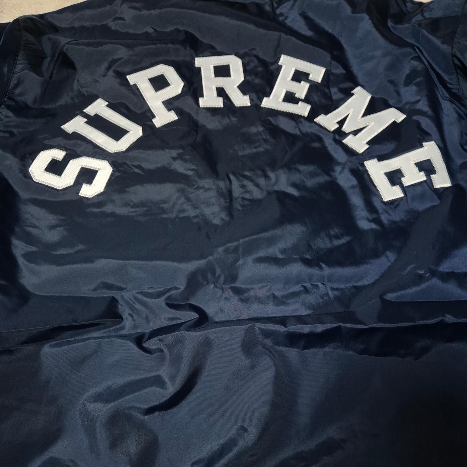 Supreme x Champion Coaches Jacket Navy - 24SS 착용 스타일 - 4