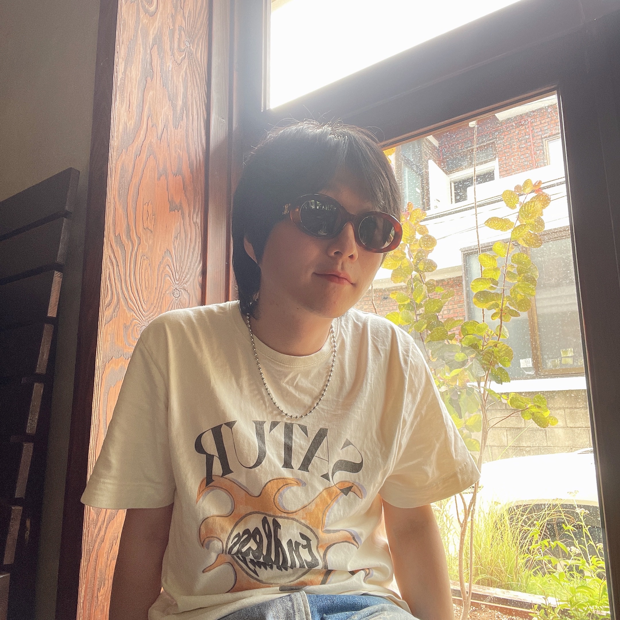 (W) Celine Triomphe 01 Sunglasses in Acetate Blonde Havana 착용 스타일 - 1