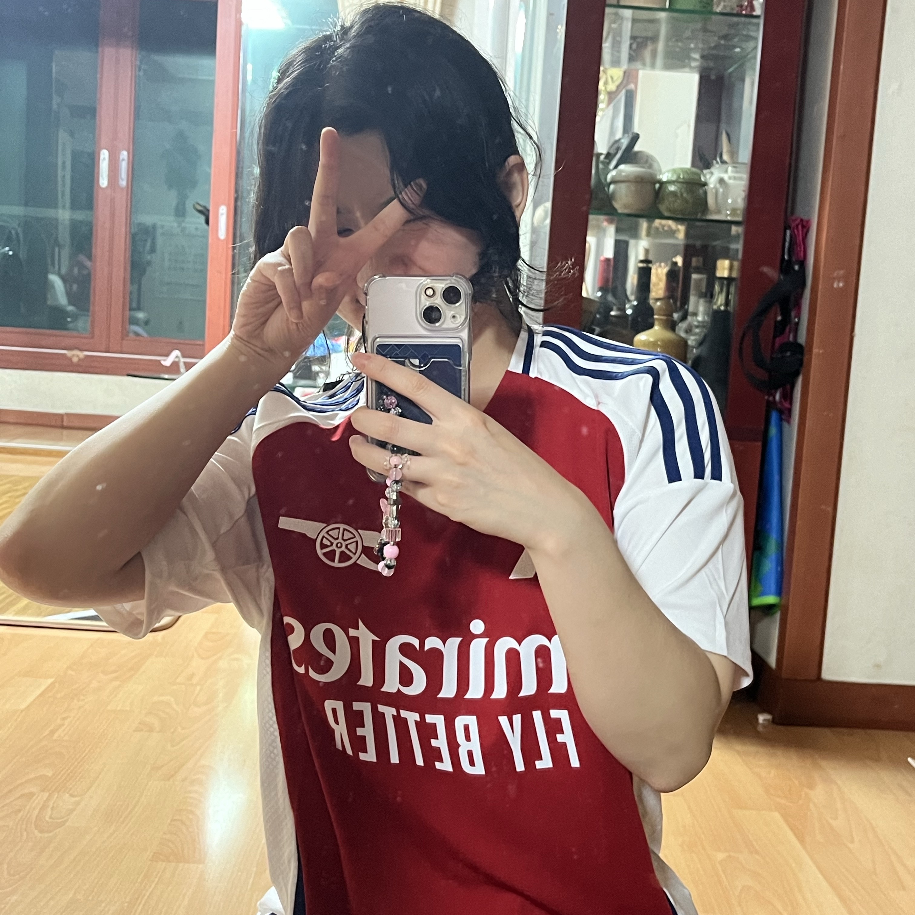 Adidas Arsenal 2024/25 Home Jersey Better Scarlet White - KR Sizing (Non Marking Ver.) 착용 스타일 - 1