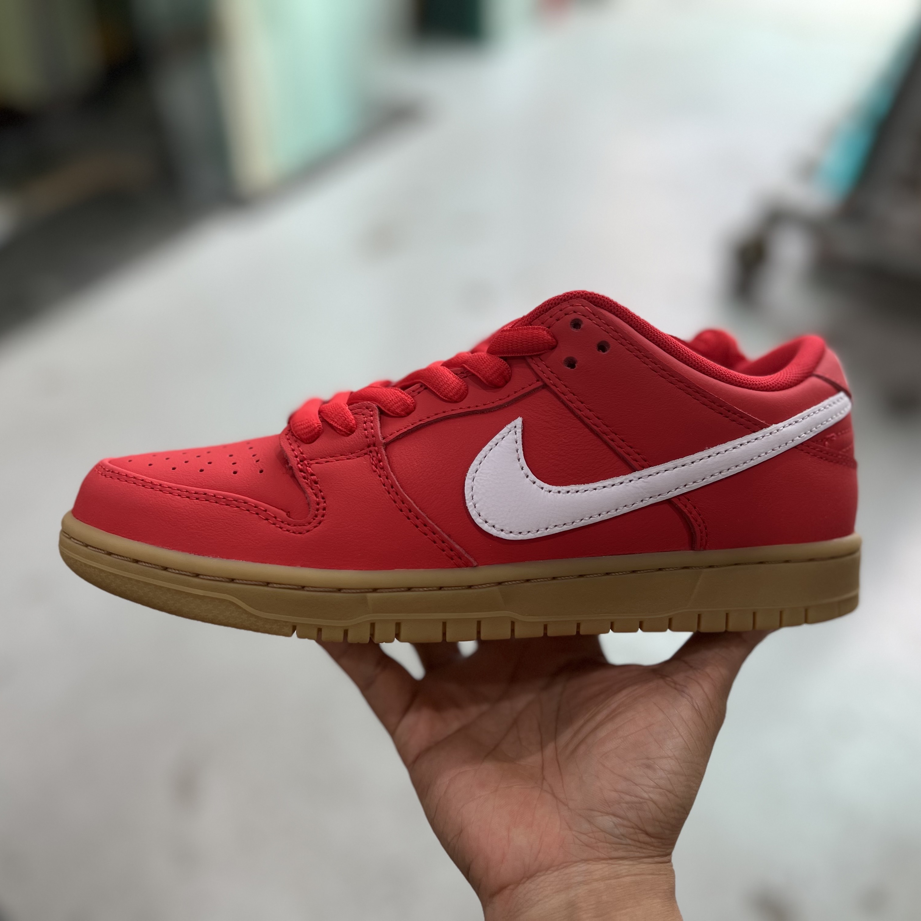 Nike SB Dunk Low Pro University Red White 착용 스타일