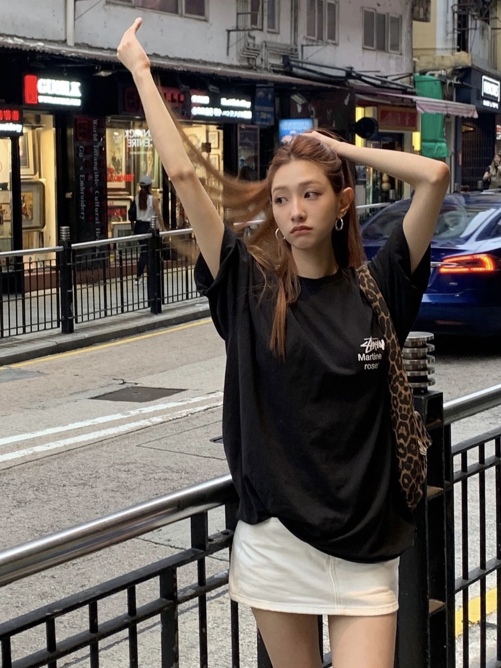 Stussy x Martine Rose Collage Pigment Dyed T-Shirt Black 착용 스타일 - 2