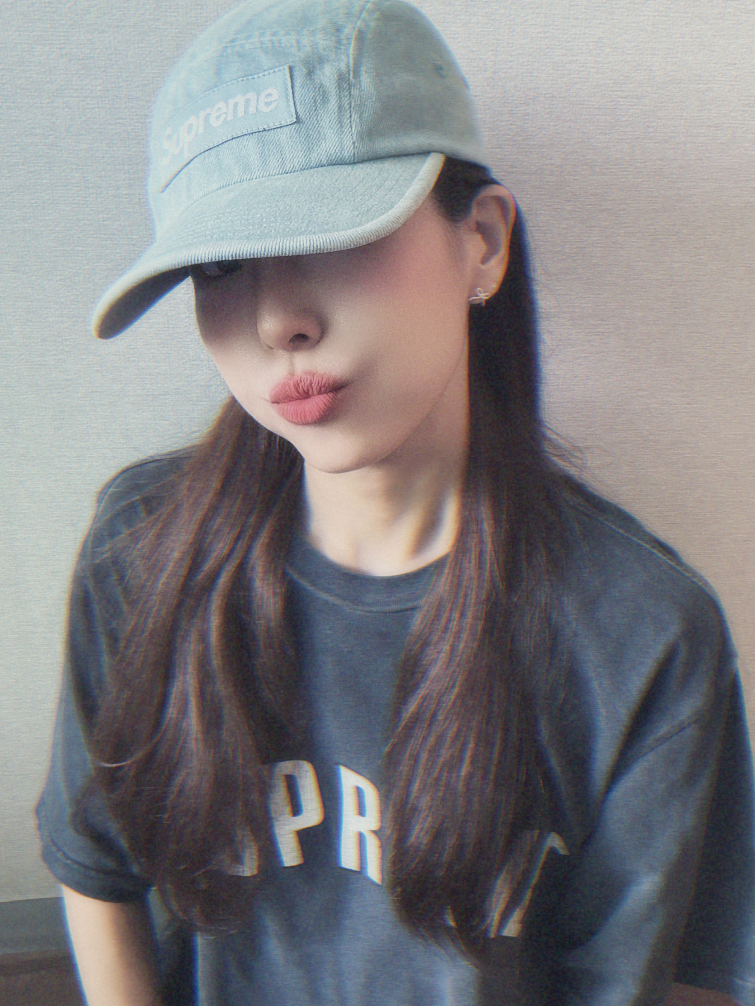 Supreme Denim Camp Cap Mint - 24SS, Supreme Cracked Arc S/S Top Black - 24SS 착용 스타일 - 1
