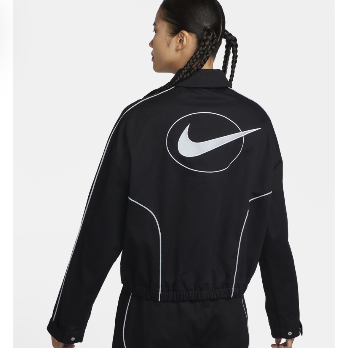 (W) Nike NSW Woven Jacket Black - Asia 착용 스타일 - 1