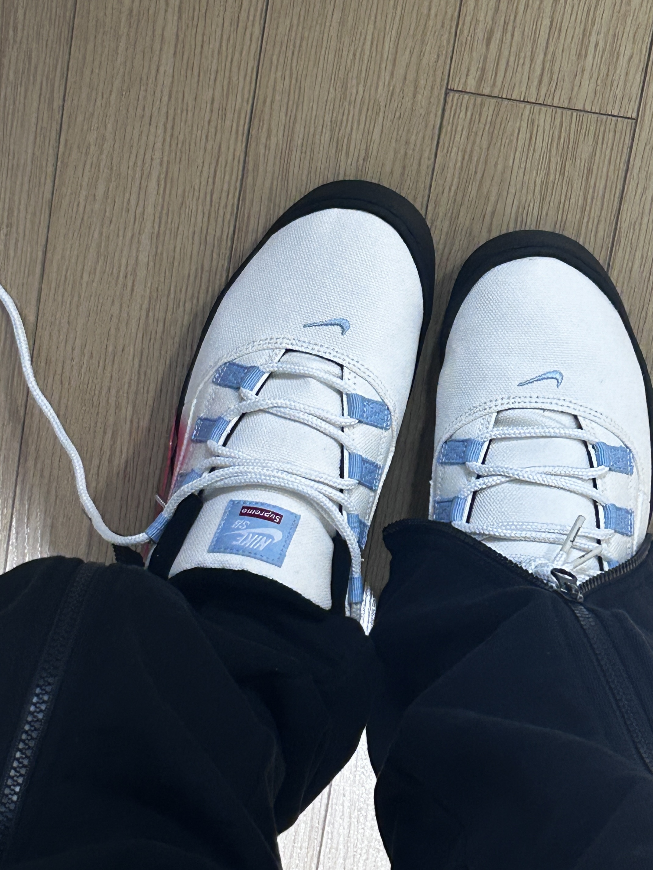 Nike x Supreme SB Darwin Low White 착용 스타일 - 3