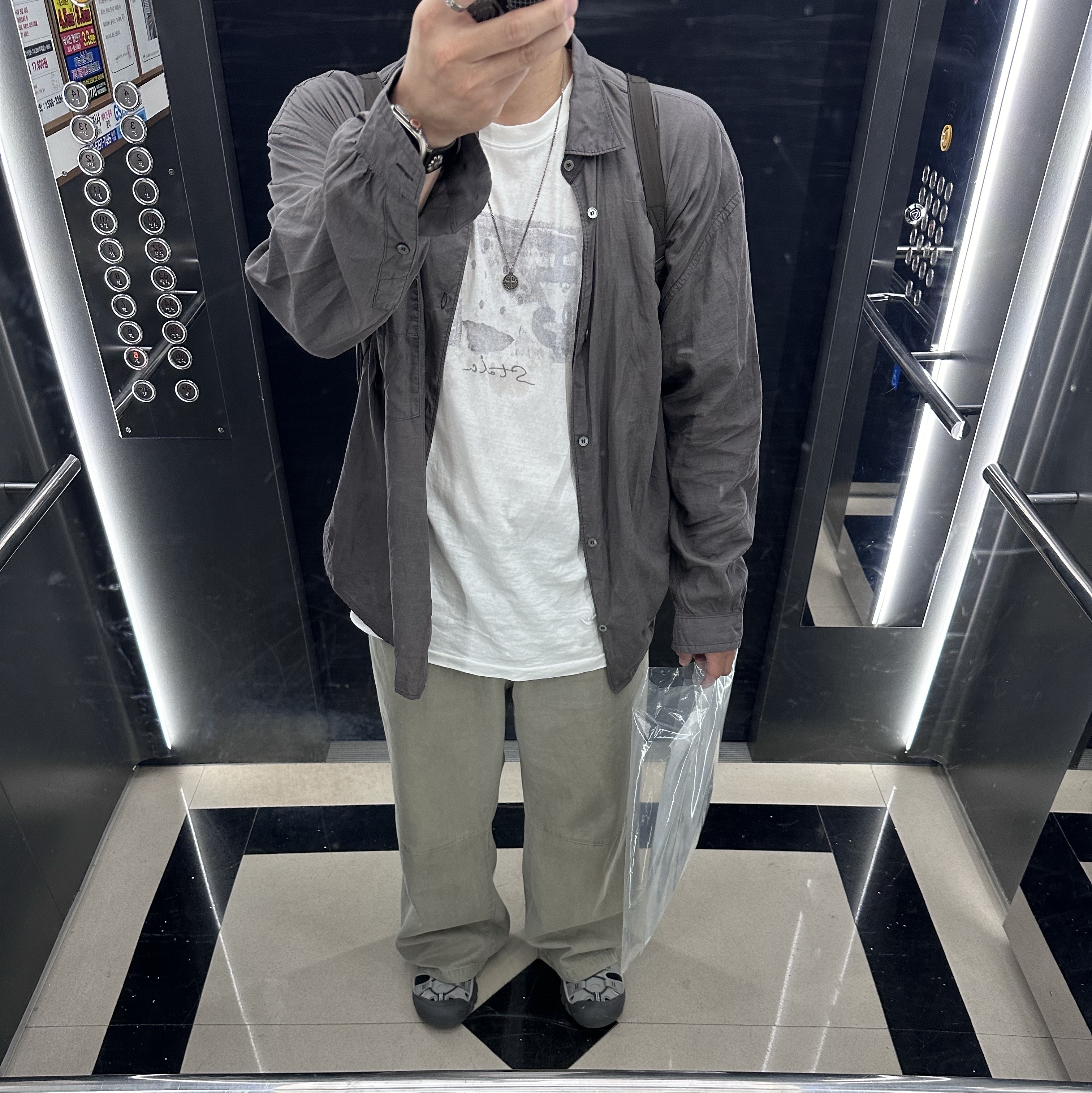 Polyteru 2pk Draw Bag Brown, Polyteru HANK 1/2 Graphic T-Shirt 'Starmie' White 착용 스타일