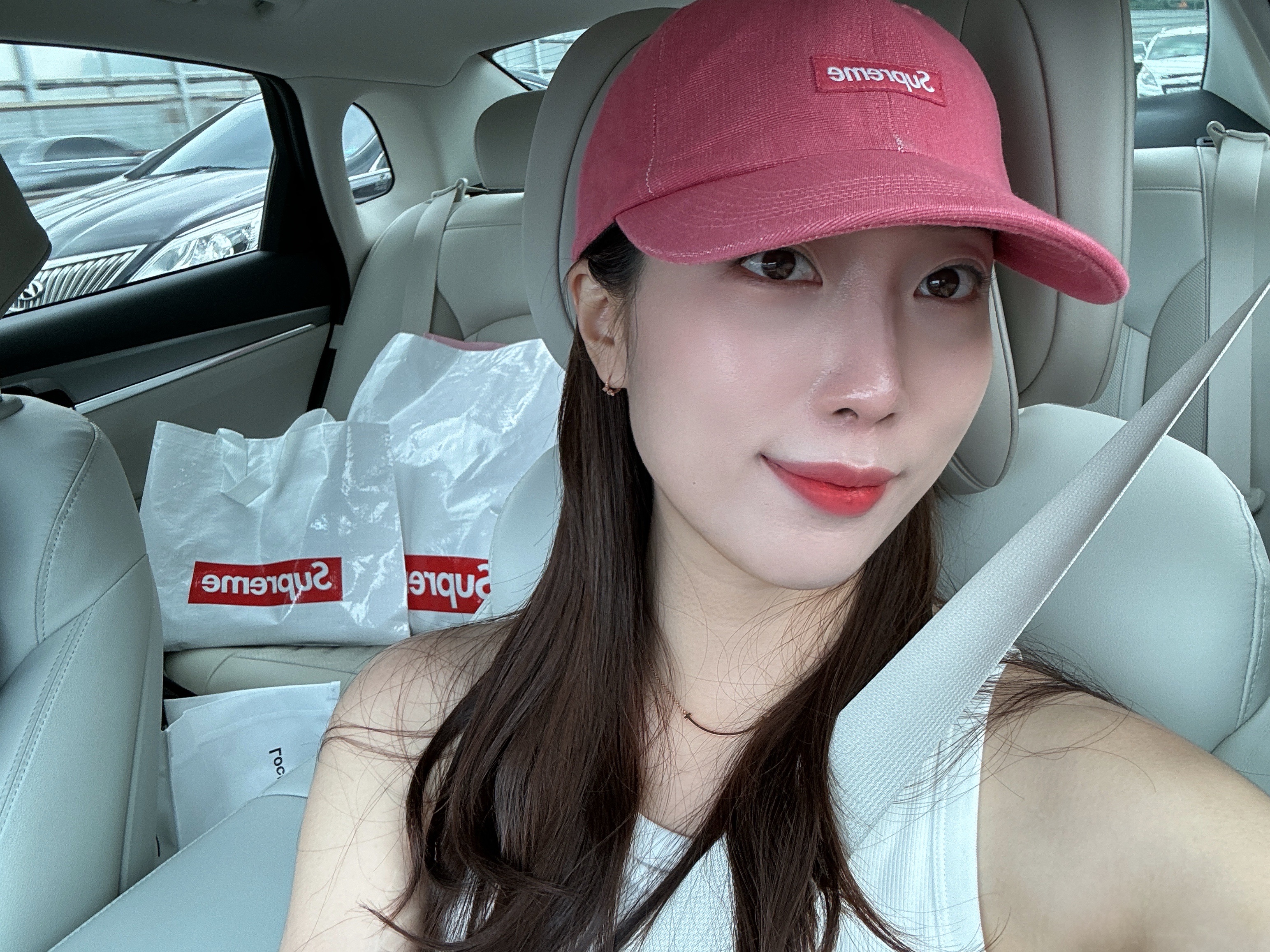Supreme Cordura Denim Small Box 6-Panel Pink - 24SS 착용 스타일 - 1