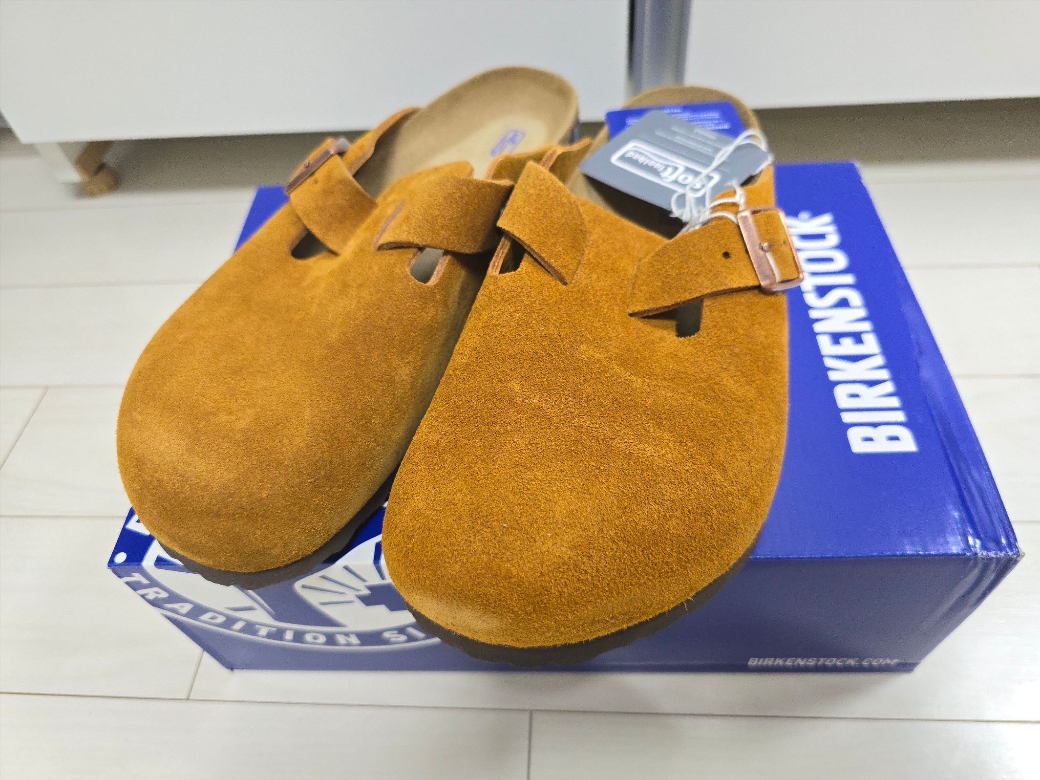 Birkenstock Boston Soft Footbed Mink - Regular 착용 스타일