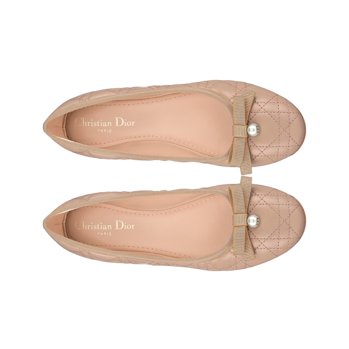 (W) Dior Ballet Flat Quilted Cannage Calfskin Nude 상세 이미지 2