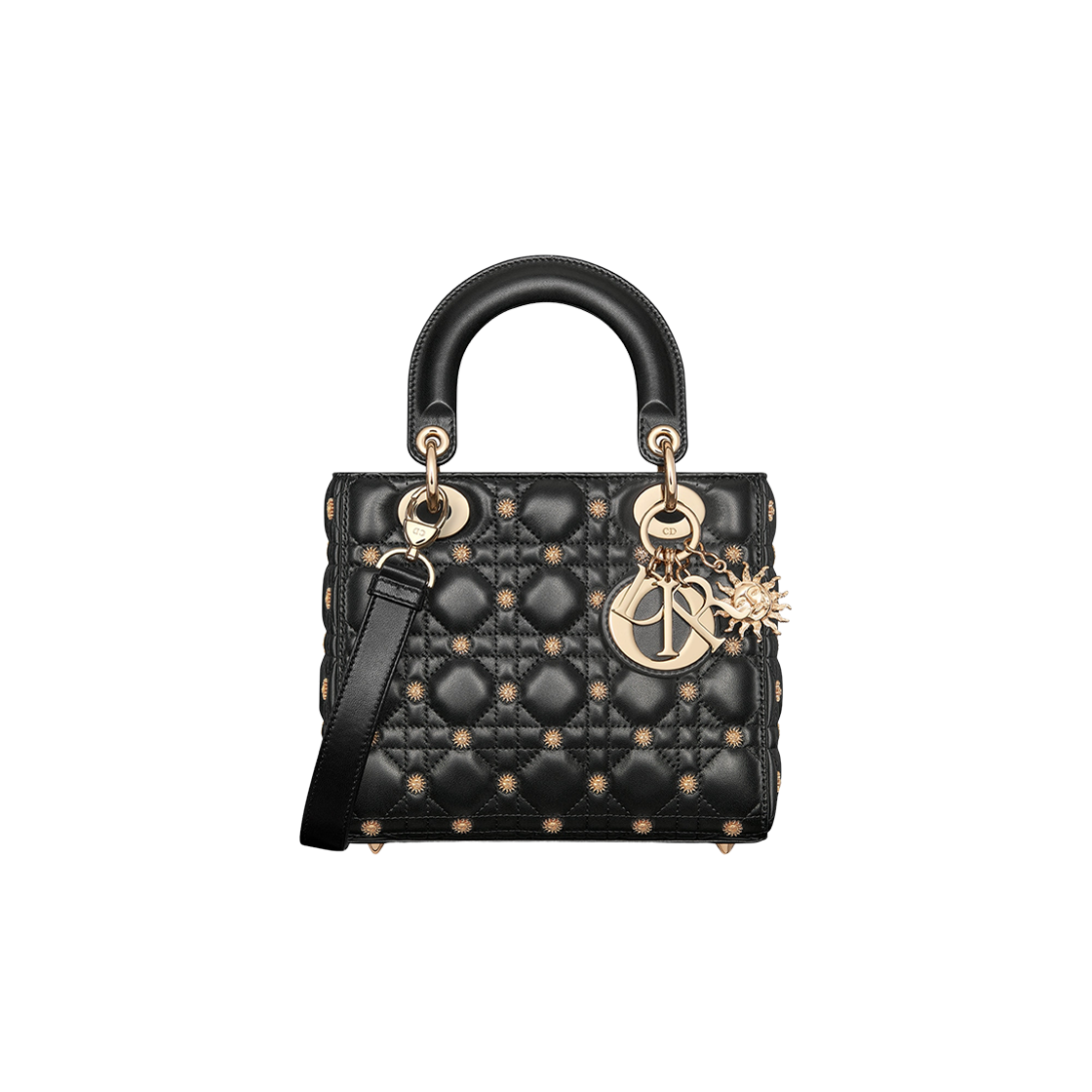 Dior Small Lady Bag Black Gold Finish Sun Studs 상세 이미지 1