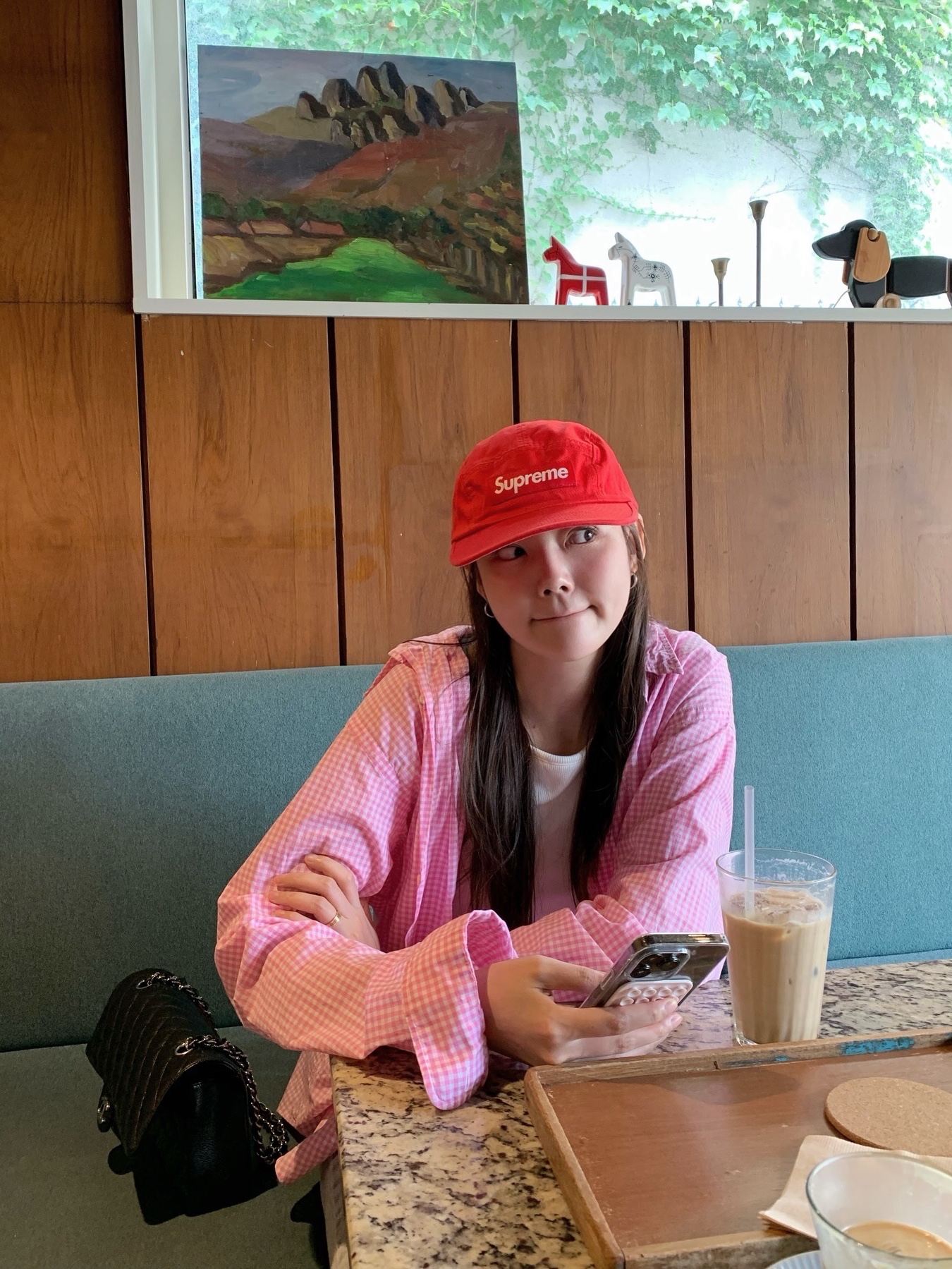 Supreme Washed Chino Twill Camp Cap Red 착용 스타일 - 7
