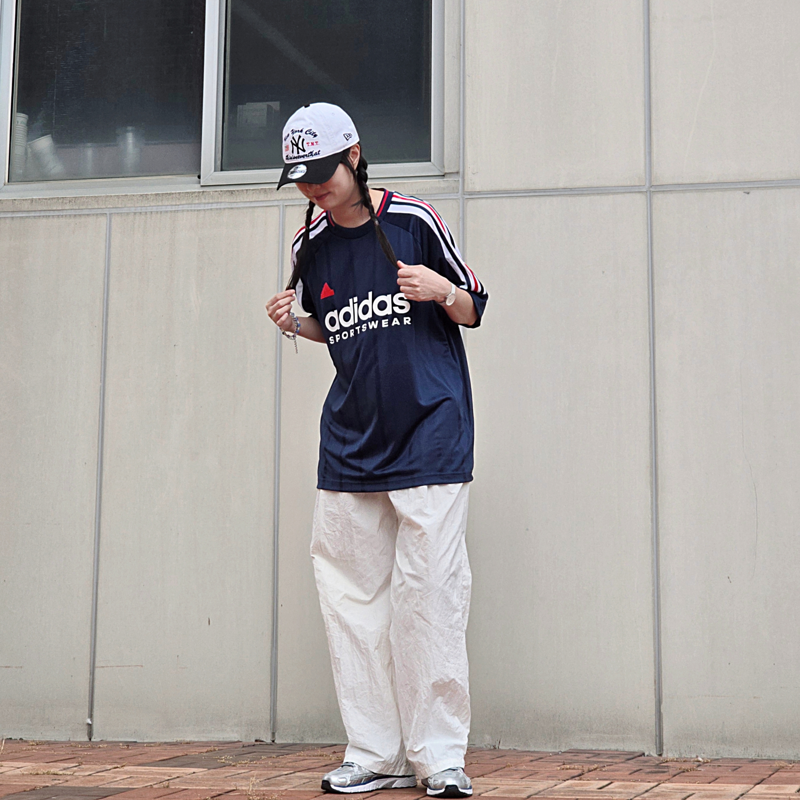 Adidas House of Tiro Nations Pack T-Shirt Team Navy Blue 2 - KR Sizing, (W) Nike P-6000 Laser Blue 착용 스타일 - 2