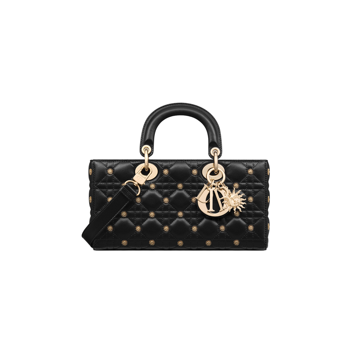 Dior Medium Lady D-Joy Bag Black Gold Finish Sun Studs 상세 이미지 1