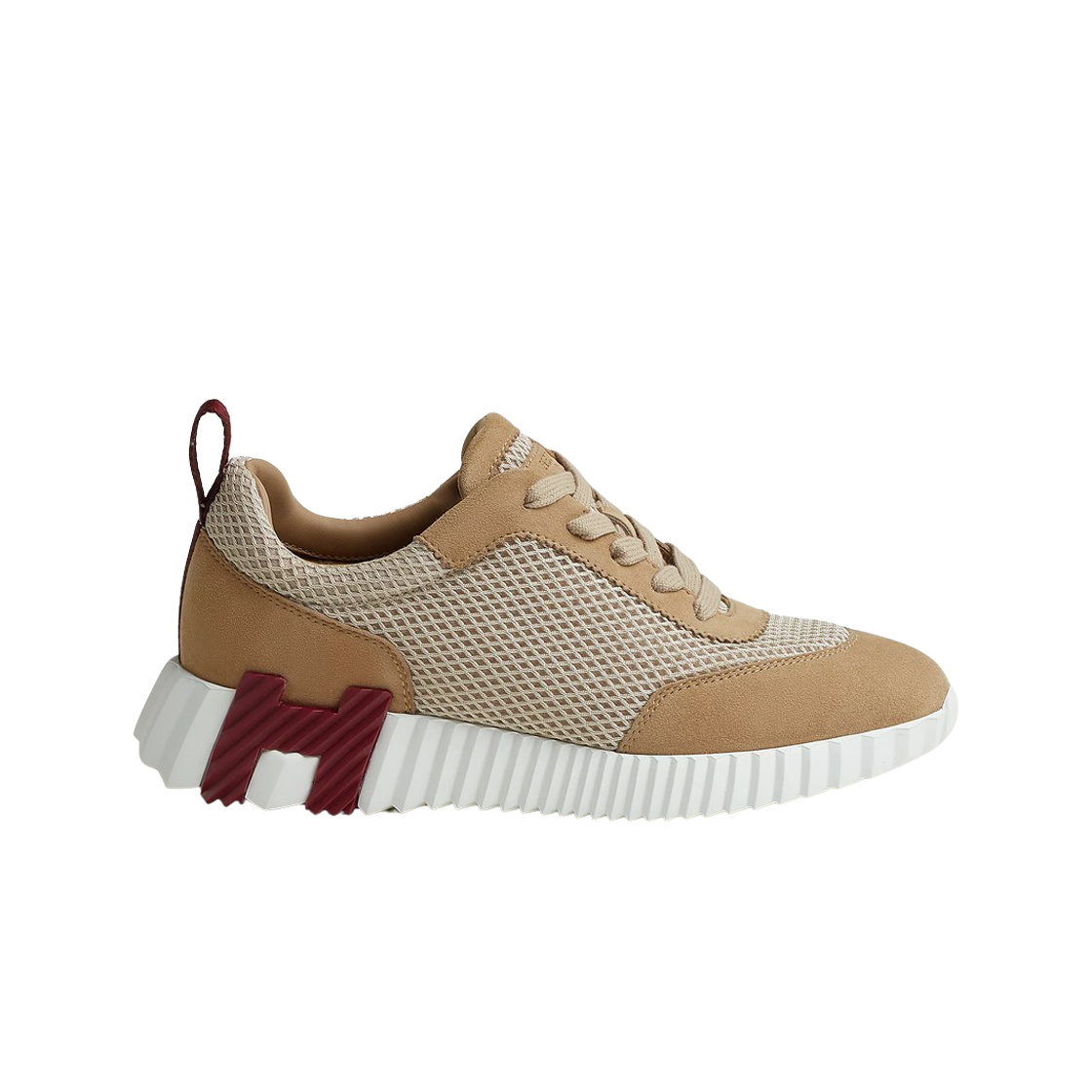 H232173Z2J (W) Hermes Bouncing Sneakers Graphic Mesh Suede Goatskin & Beige Argile