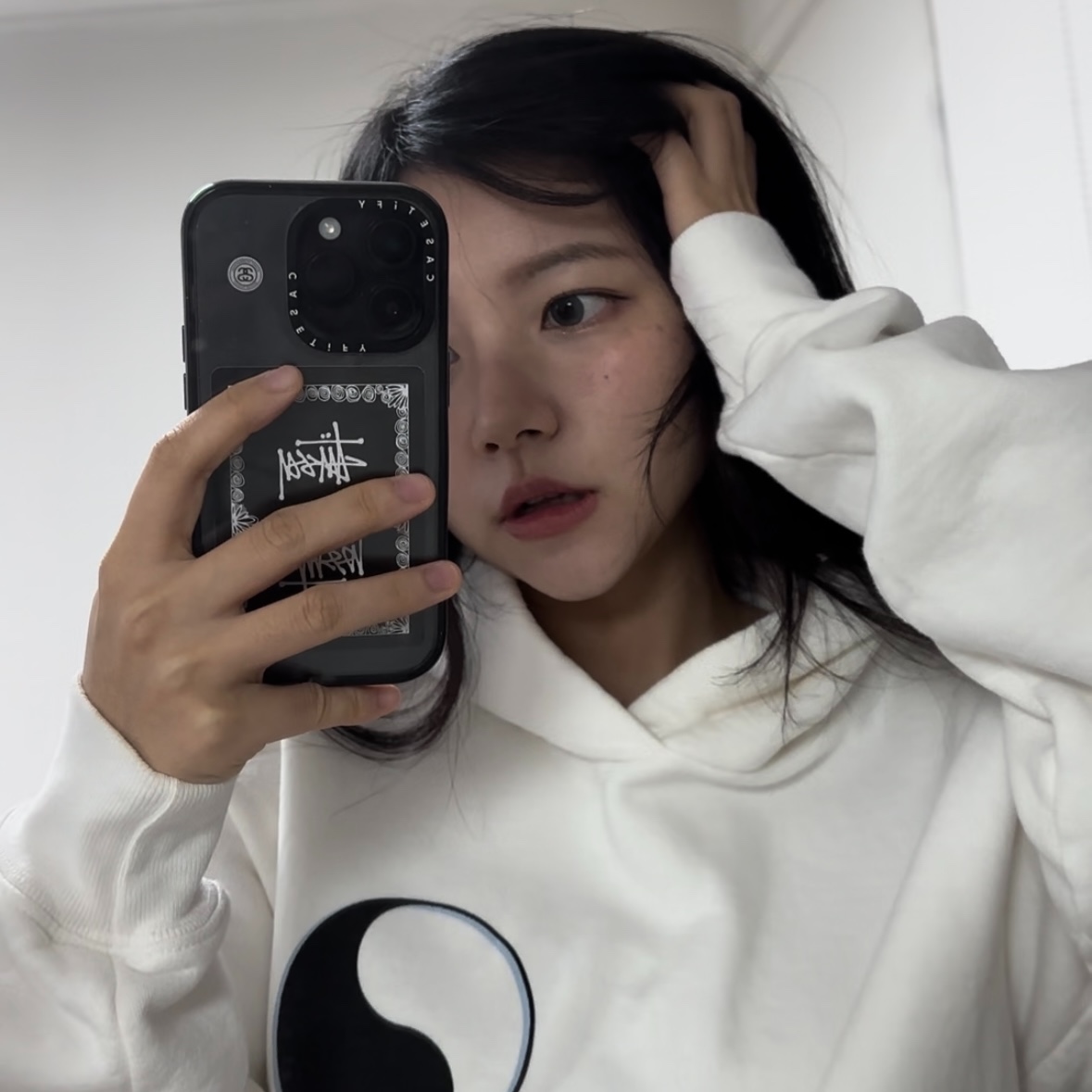 Stussy Playing Cards Black, Stussy x Our Legacy Drop Shadow Pigment Dyed Hoodie Natural 착용 스타일 - 1