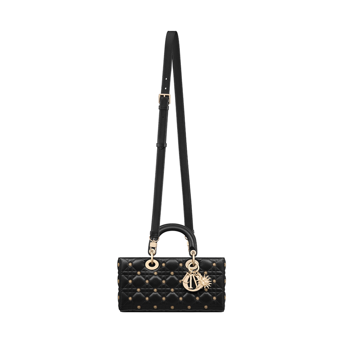 Dior Medium Lady D-Joy Bag Black Gold Finish Sun Studs 상세 이미지 4