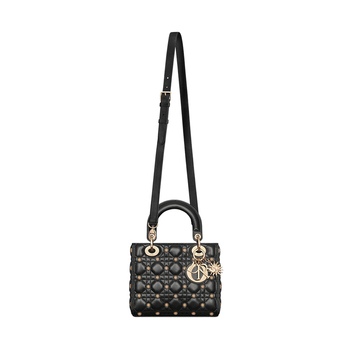 Dior Small Lady Bag Black Gold Finish Sun Studs 상세 이미지 4