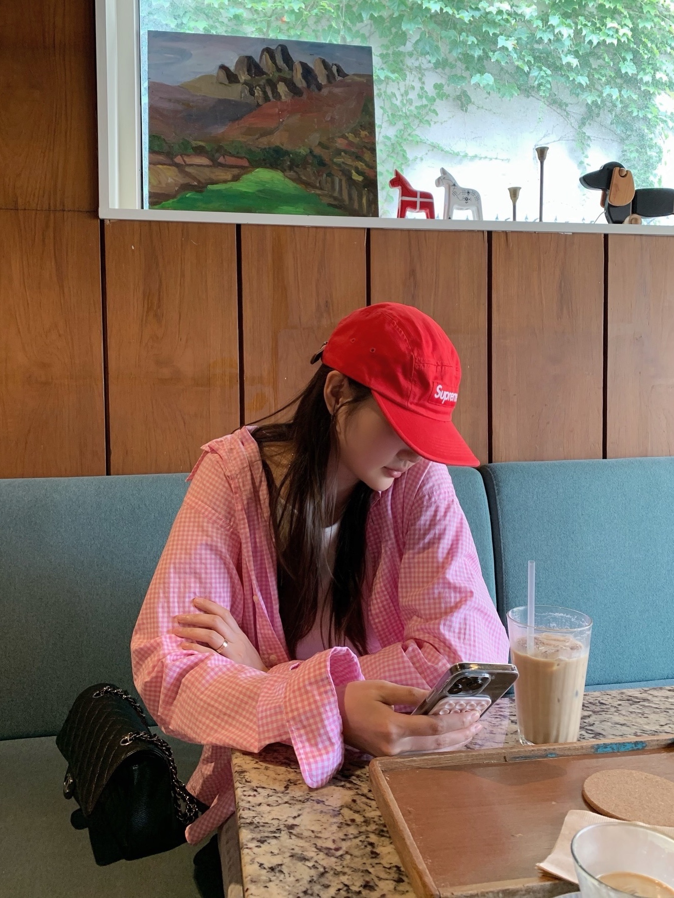 Supreme Washed Chino Twill Camp Cap Red 착용 스타일 - 6