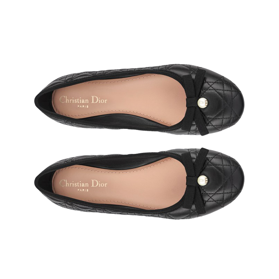 (W) 디올 발레 플랫 퀼티드 까나쥬 카프스킨 블랙((W) Dior Ballet Flat Quilted Cannage Calfskin Black) - 2