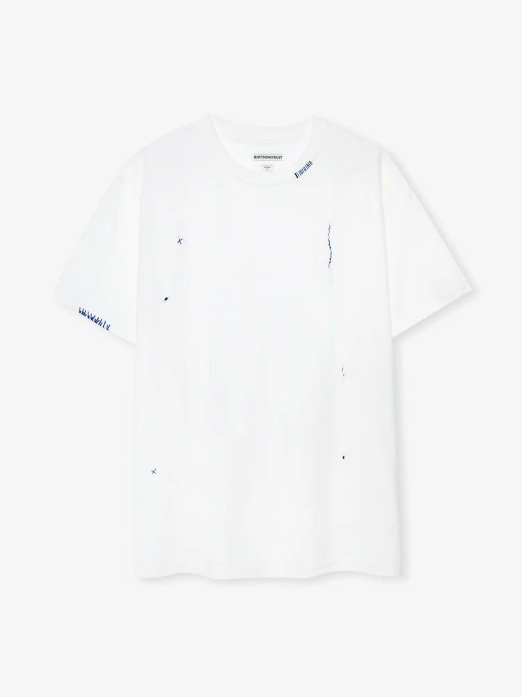 Birthdaysuit Hand Stitch T-Shirt Pink, Birthdaysuit Hand Stitch T-Shirt Sky Blue 착용 스타일 - 6