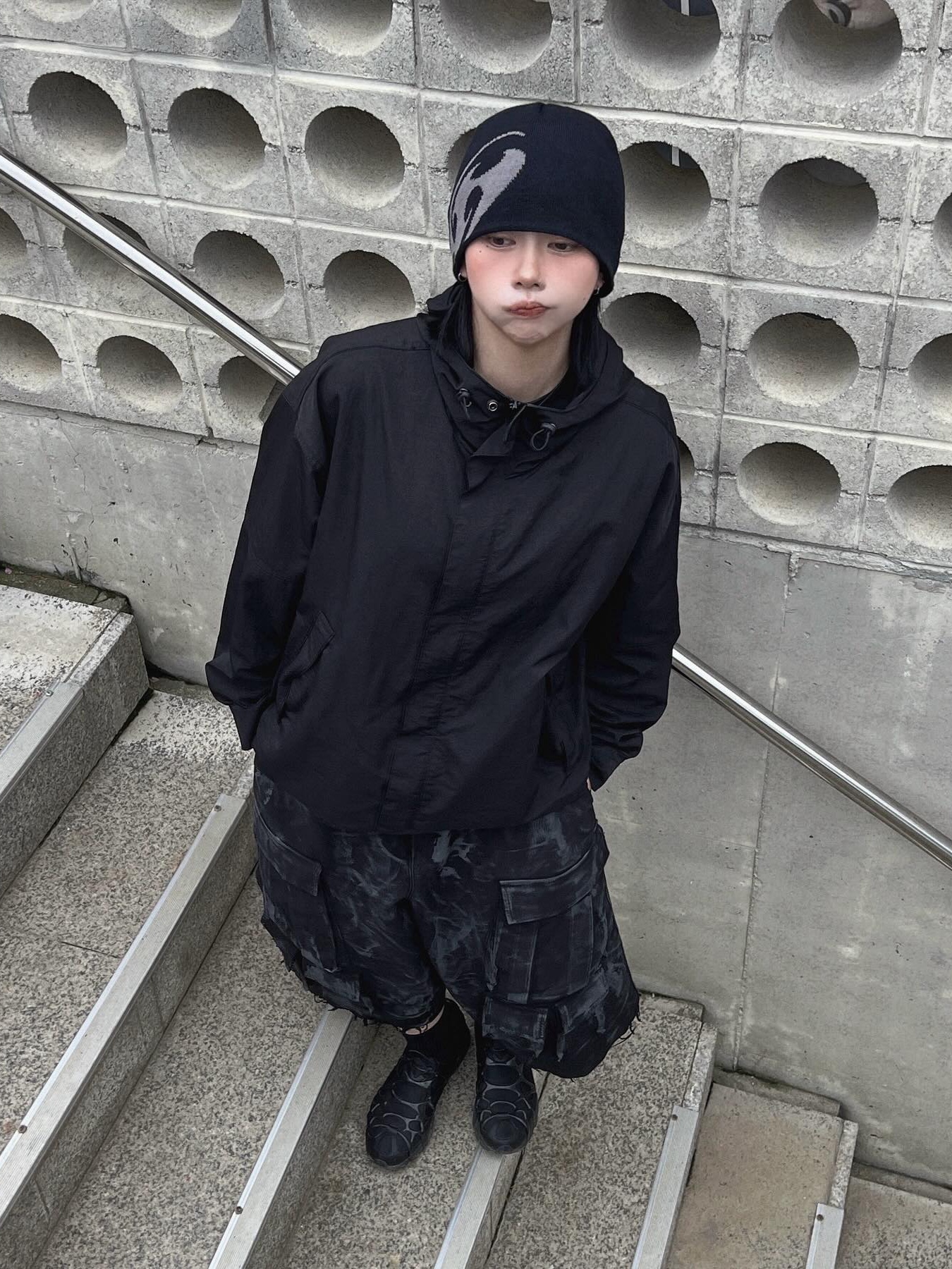 Sansan Gear Logo Beanie Charcoal - 24SS, Sansan Gear Logo Beanie Warm Grey - 24SS 착용 스타일 - 2