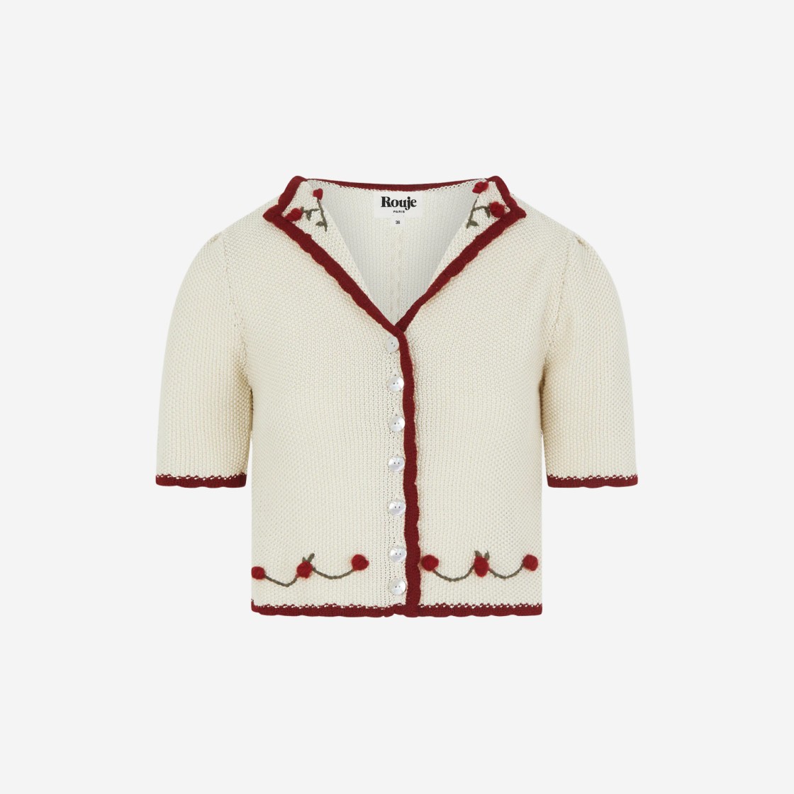 (W) Rouje Meredith Embroidered Cotton Cardigan Ecru 상세 이미지 1