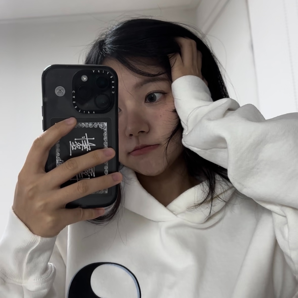 Stussy Playing Cards Black, Stussy x Our Legacy Drop Shadow Pigment Dyed Hoodie Natural 착용 스타일 - 3