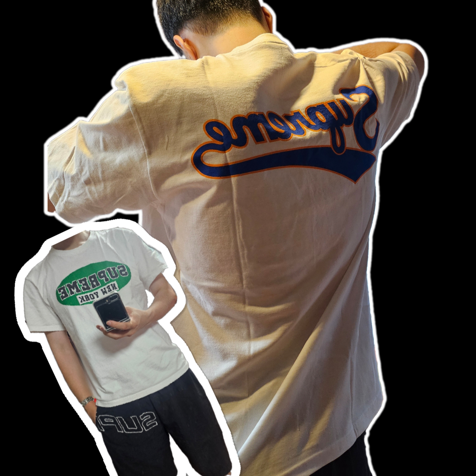 Supreme Backwards T-Shirt White - 24SS 착용 스타일