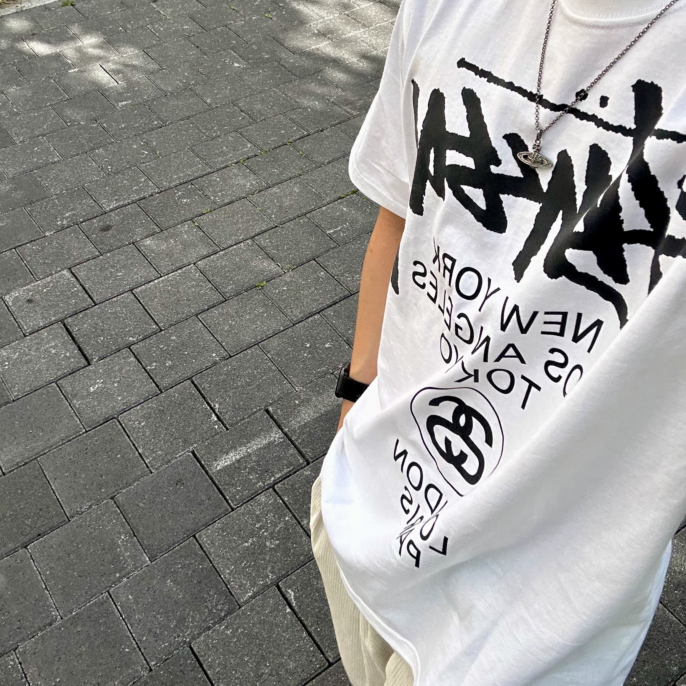 Stussy World Tour T-Shirt White 착용 스타일