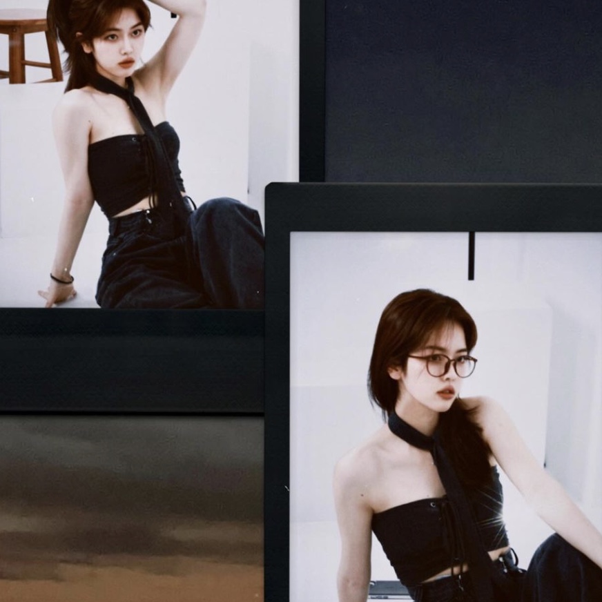 NIIER NOR Lace-Up Scarf Tube Top Charcoal, NIIER NOR Lace-Up Scarf Tube Top Black 착용 스타일