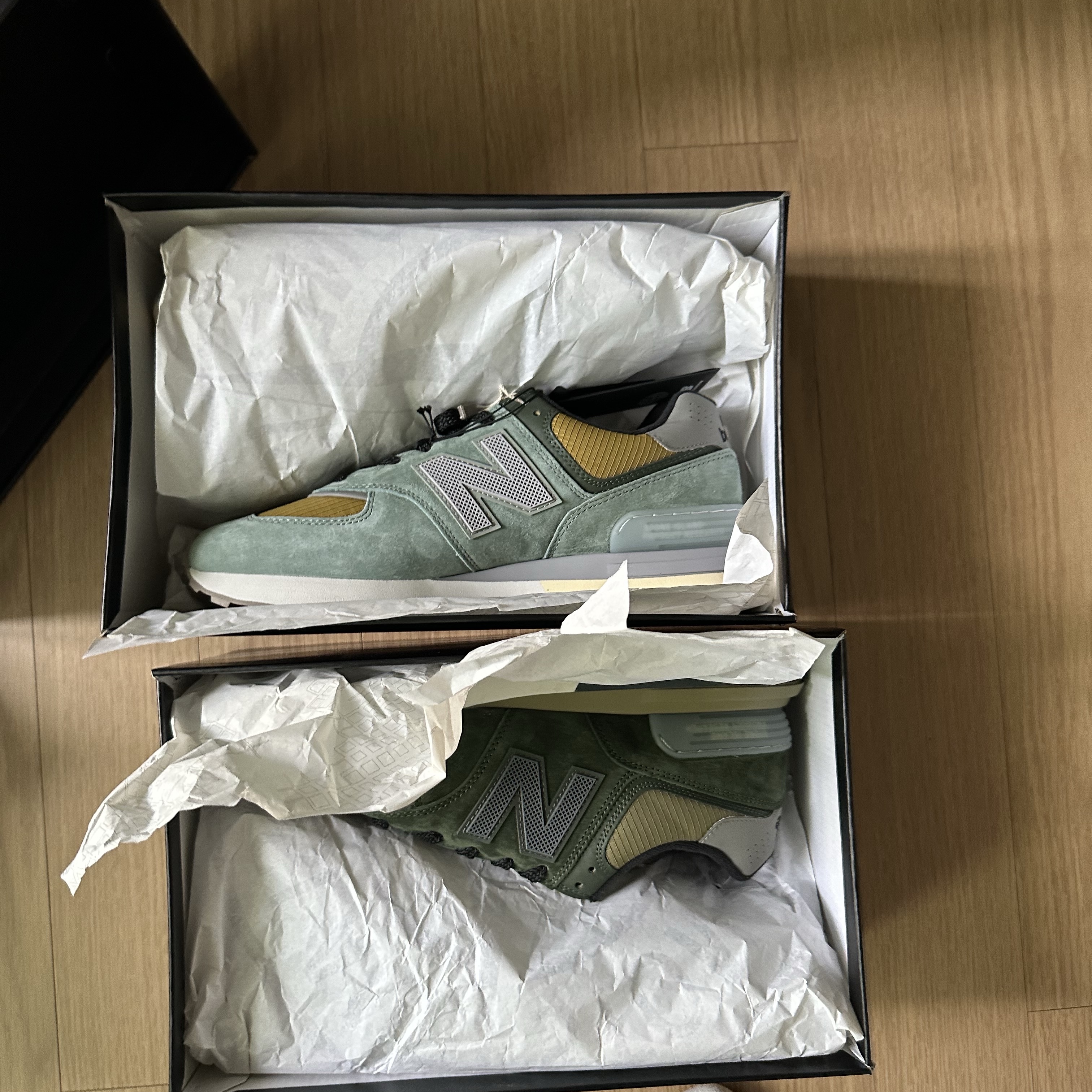 New Balance x Stone Island 574 Legacy Light Green, New Balance x Stone Island 574 Legacy Dark Green 착용 스타일 - 3