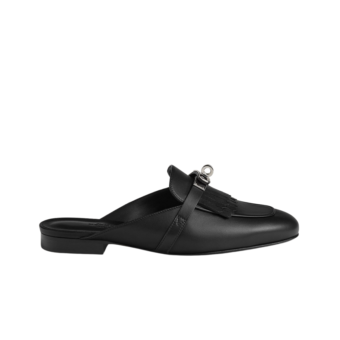 H241068Z02 (W) Hermes Oz Mule Calfskin & Palladium Noir