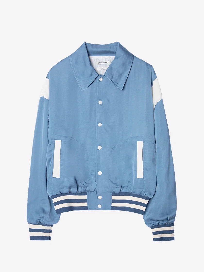 Birthdaysuit Satin Stadium Jacket Blue 착용 스타일 - 9