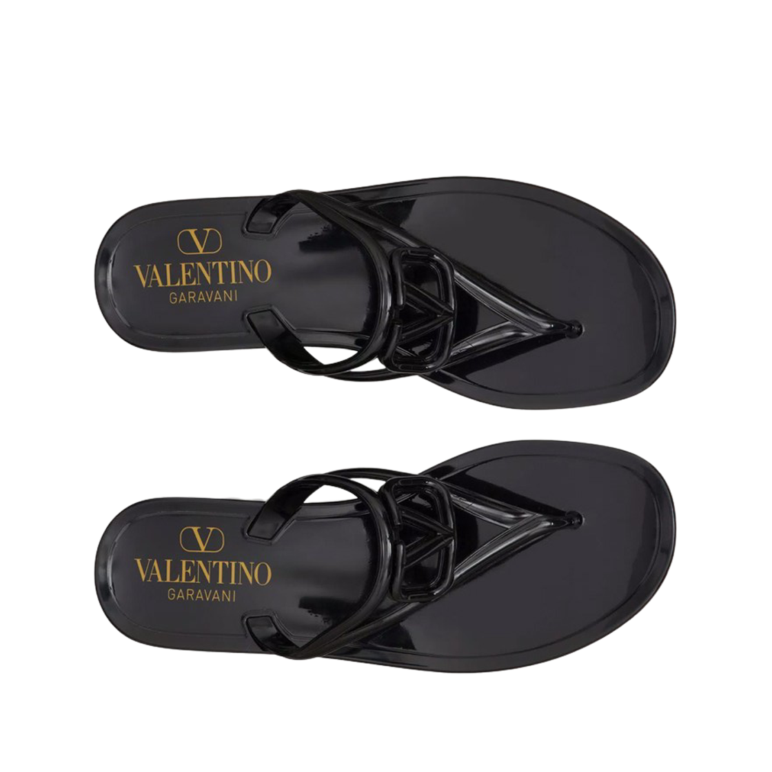 (W) 발렌티노 브이로고 시그니쳐 러버 통 샌들 블랙((W) Valentino Vlogo Signature Rubber Thong Sandal Black) - 2