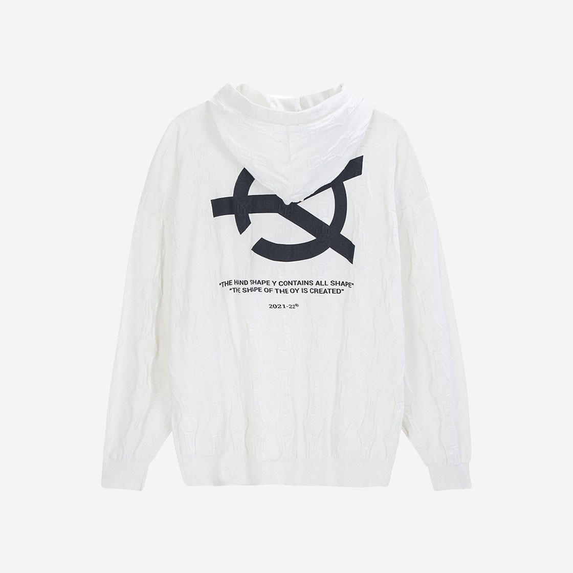 OY Monogram Logo Knit Hoodie White 상세 이미지 2