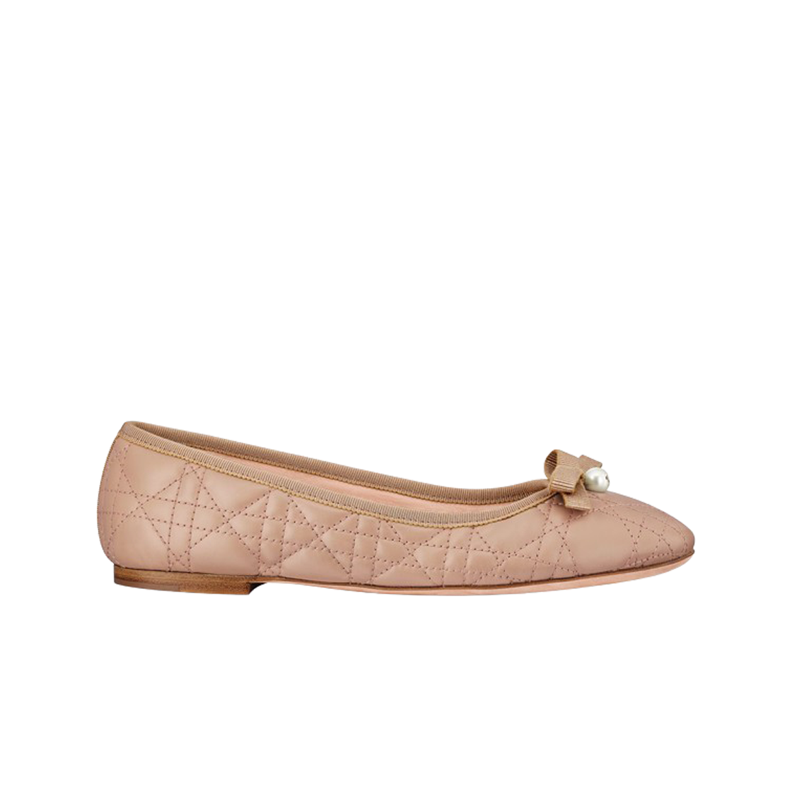 (W) Dior Ballet Flat Quilted Cannage Calfskin Nude 상세 이미지 1