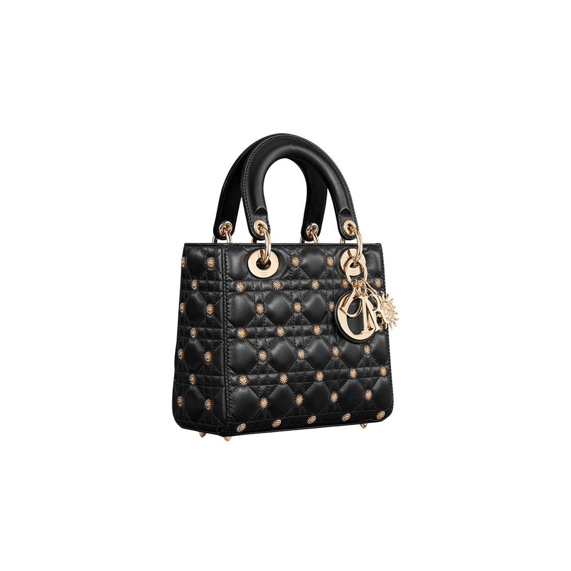 Dior Small Lady Bag Black Gold Finish Sun Studs 상세 이미지 2