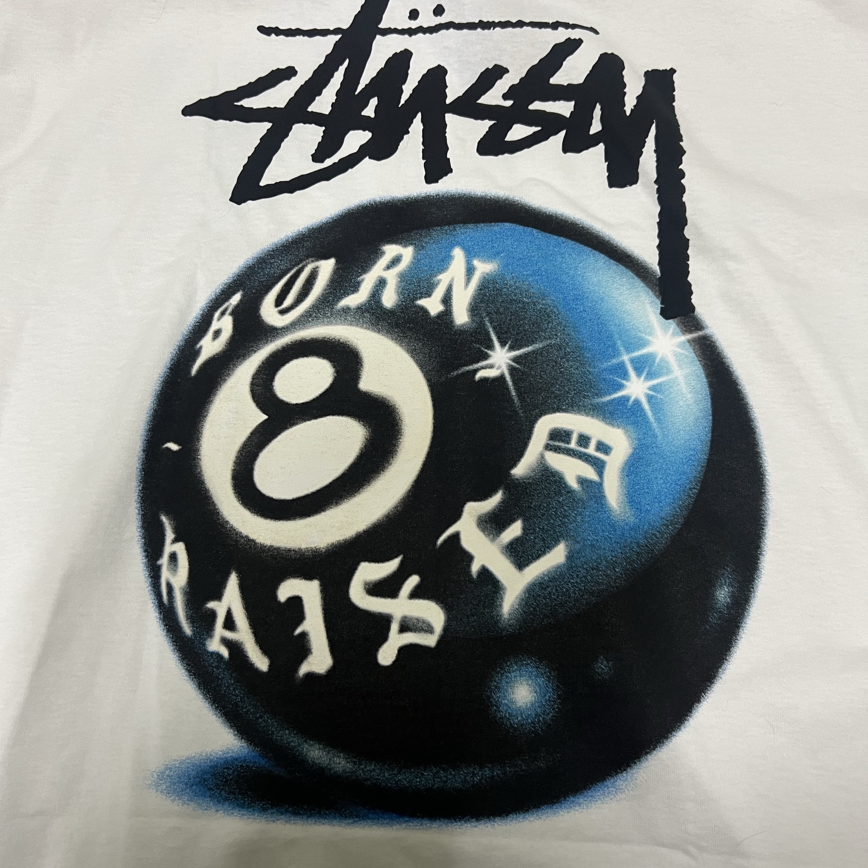 Stussy x Born X Raised 8 Ball T-Shirt White 착용 스타일