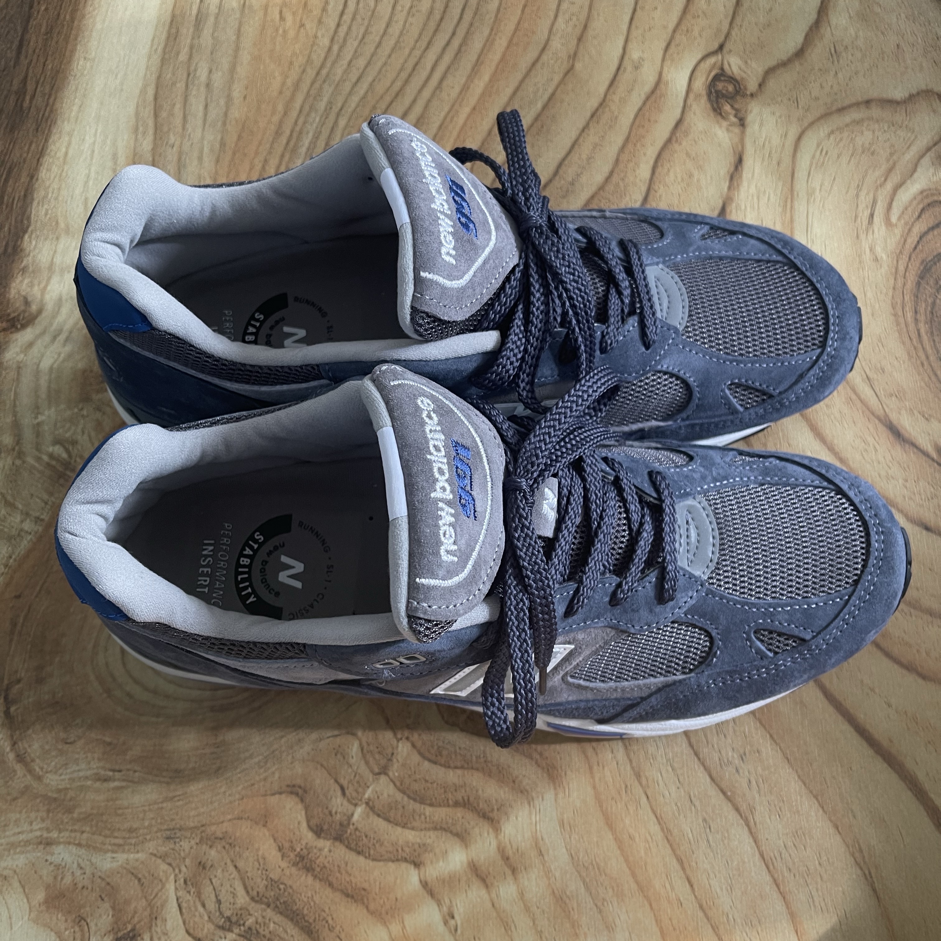 New Balance 991 Made in UK Grey Blue 착용 스타일 - 4