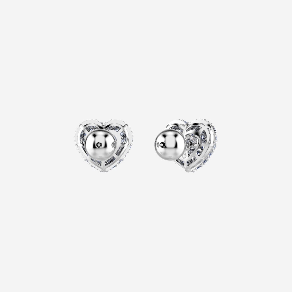 (W) Swarovski Hyperbola Stud Earrings Heart Blue Rhodium Plated 상세 이미지 2